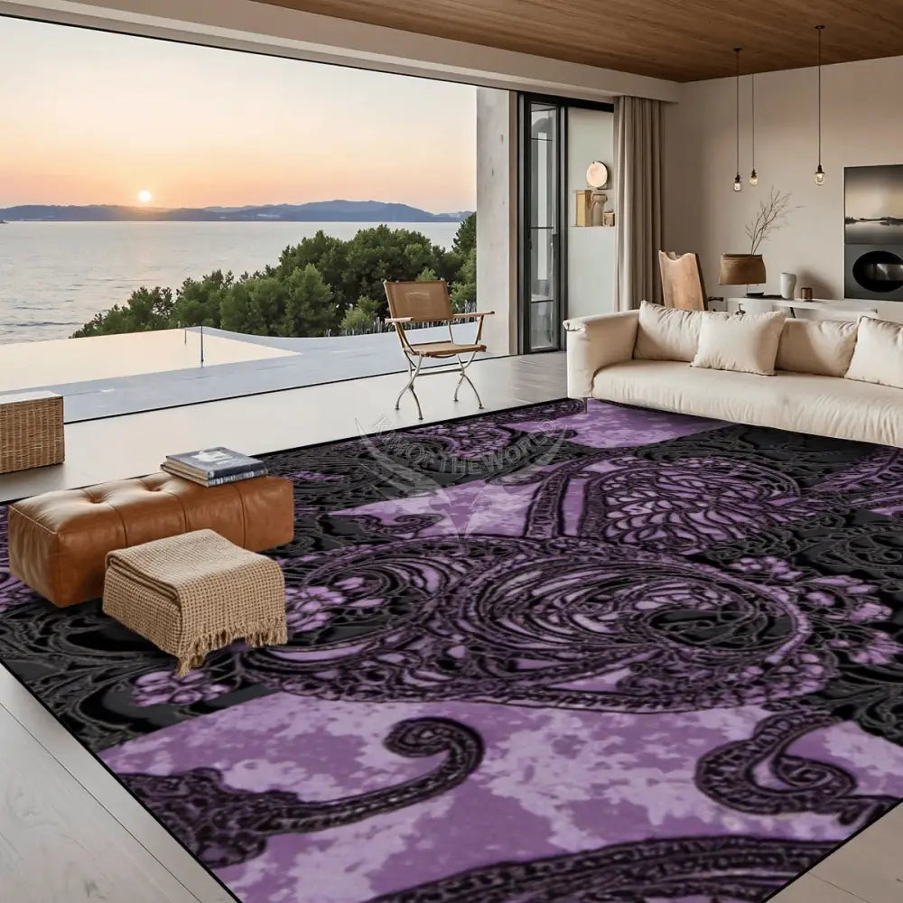 Purple and Black 3D Big Check 10 ft x 8 ft Large Area Rug Floor Carpet 120’’x96’’ Rugs & Mats