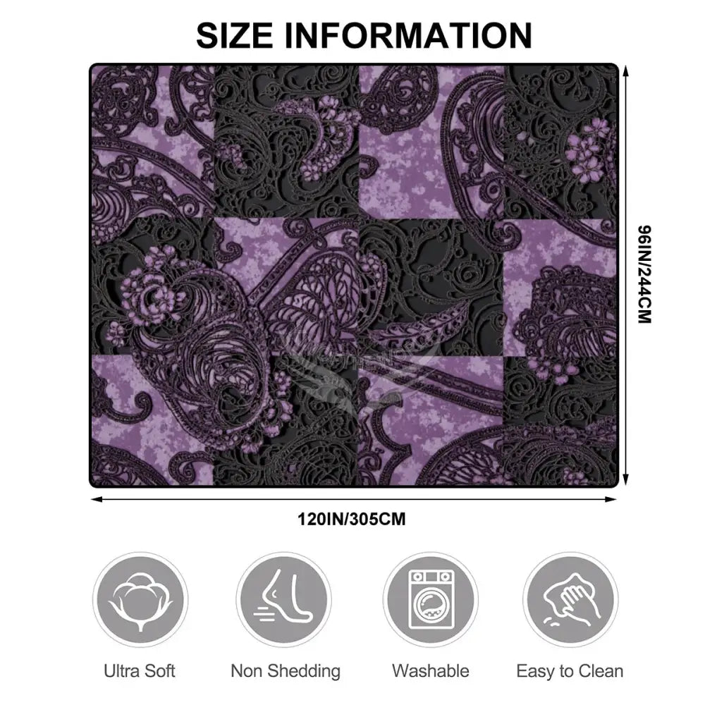 Purple and Black 3D Big Check 10 ft x 8 ft Large Area Rug Floor Carpet 120’’x96’’ Rugs & Mats