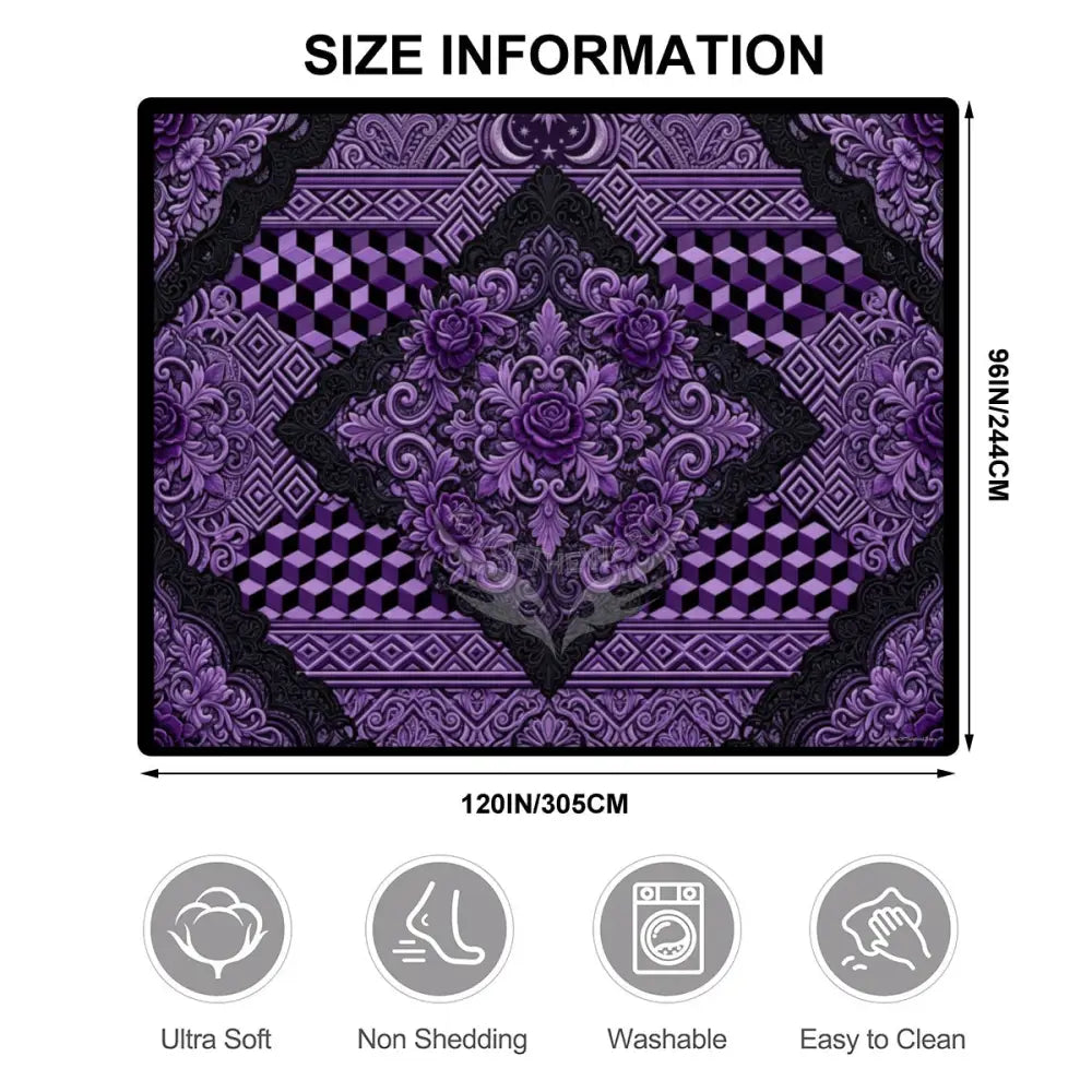 Purple and Black Checkerboard 10 ft x 8 ft Large Area Rug Floor Carpet 120’’x96’’ Rugs & Mats
