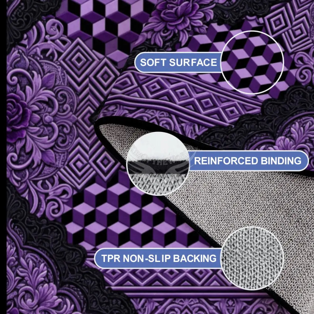 Purple and Black Checkerboard 10 ft x 8 ft Large Area Rug Floor Carpet 120’’x96’’ Rugs & Mats