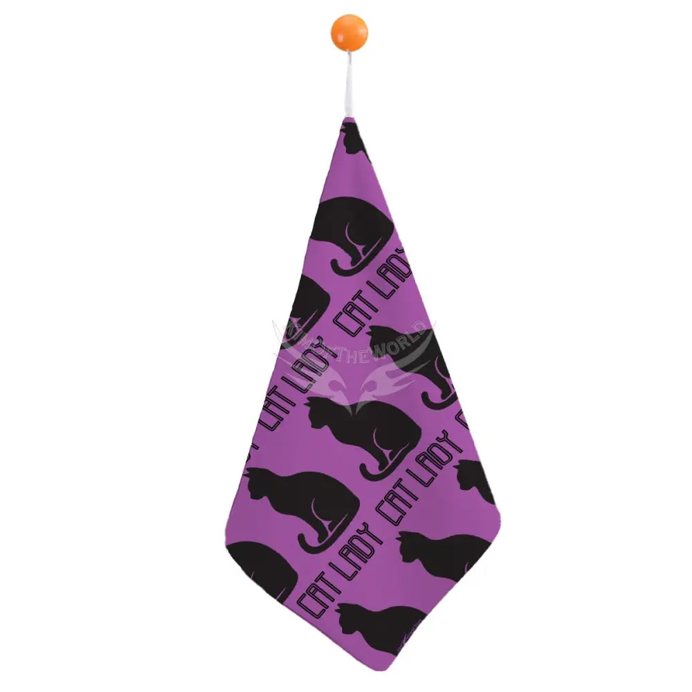 Purple and Black Hand Towel One Size Kitchen Decor