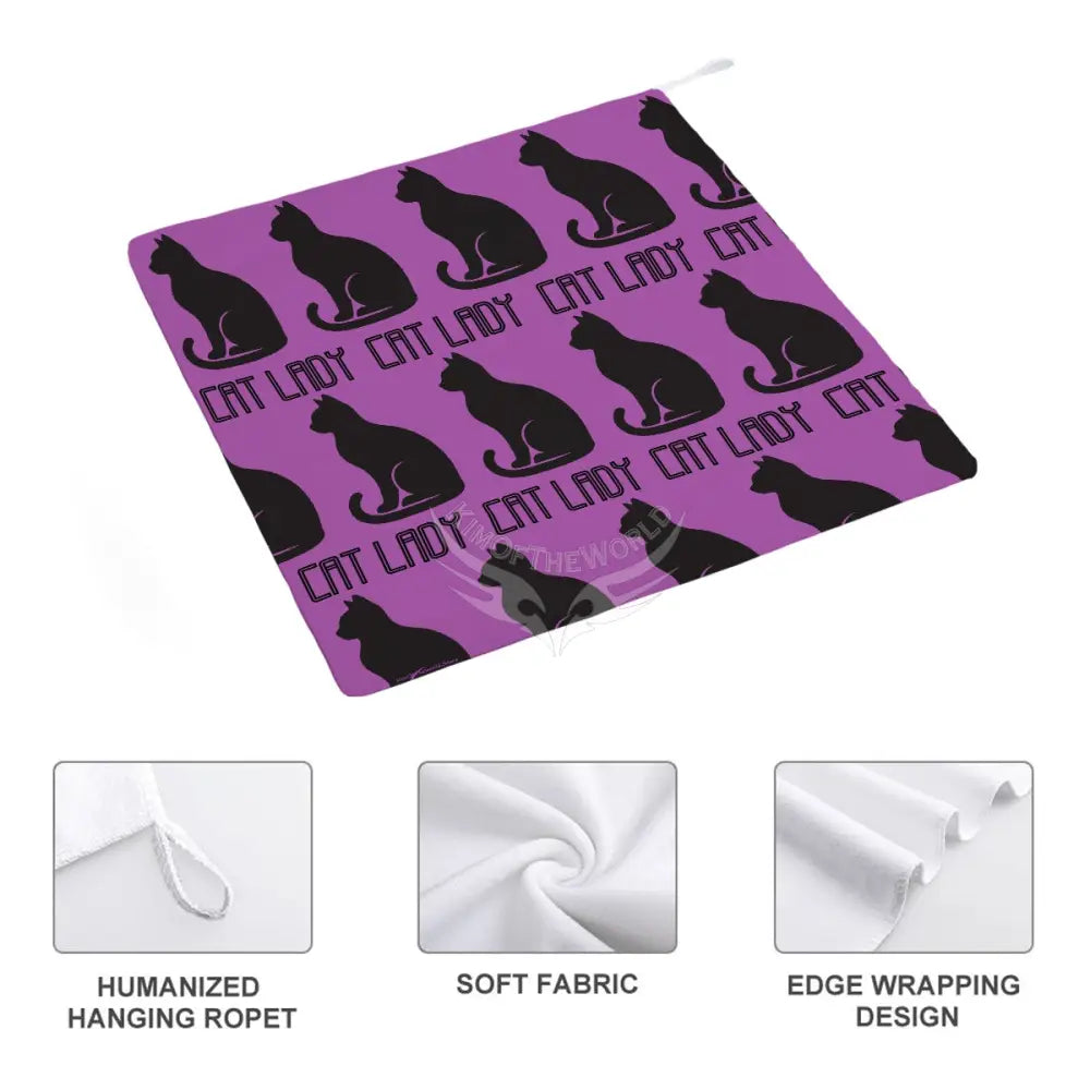 Purple and Black Hand Towel One Size Kitchen Decor