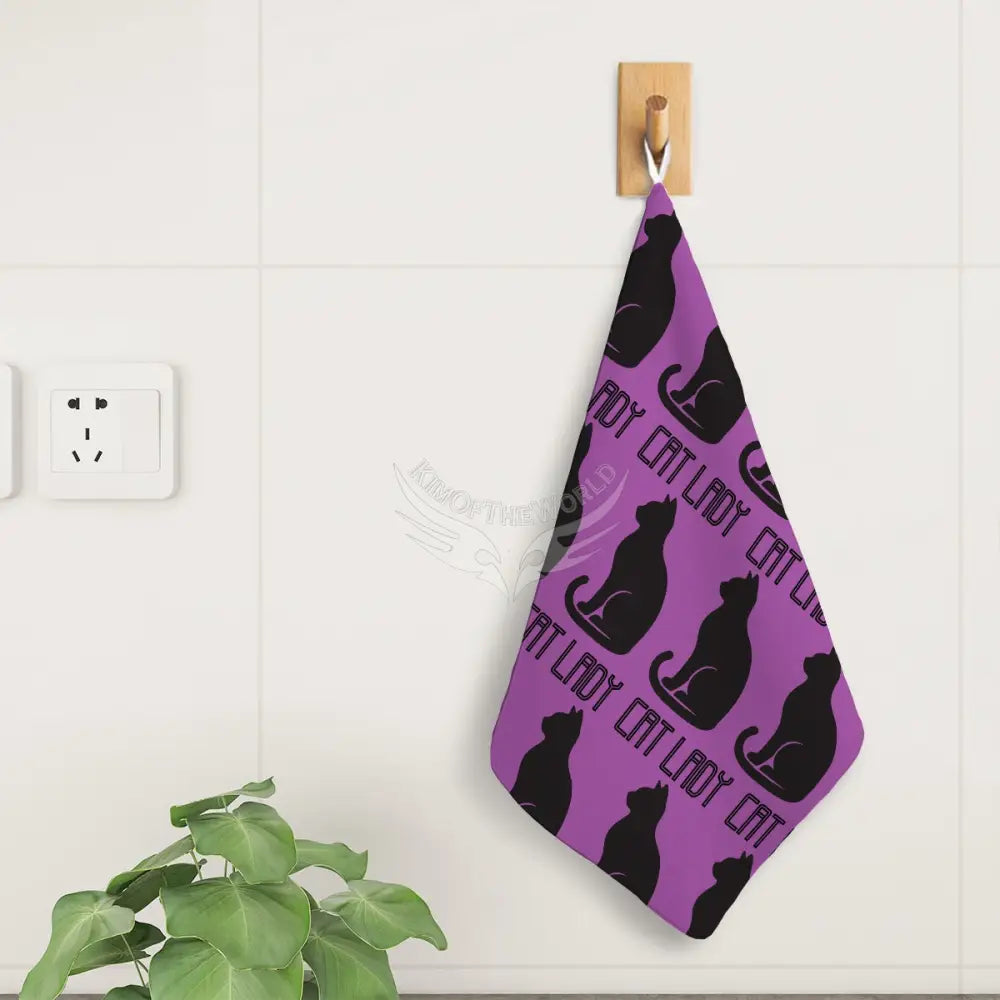 Purple and Black Hand Towel One Size Kitchen Decor