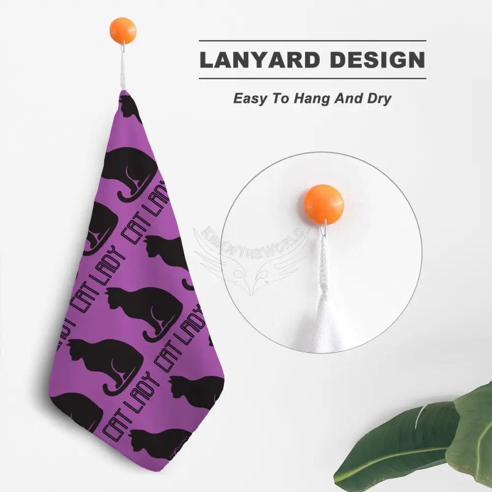 Purple and Black Hand Towel One Size Kitchen Decor