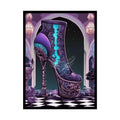 Purple Giant High Heel Shoe - Clean Fetish Boot Feet Shoe High Heel Art Print Poster - Red 18″ x 24″ (Vertical) / Semi