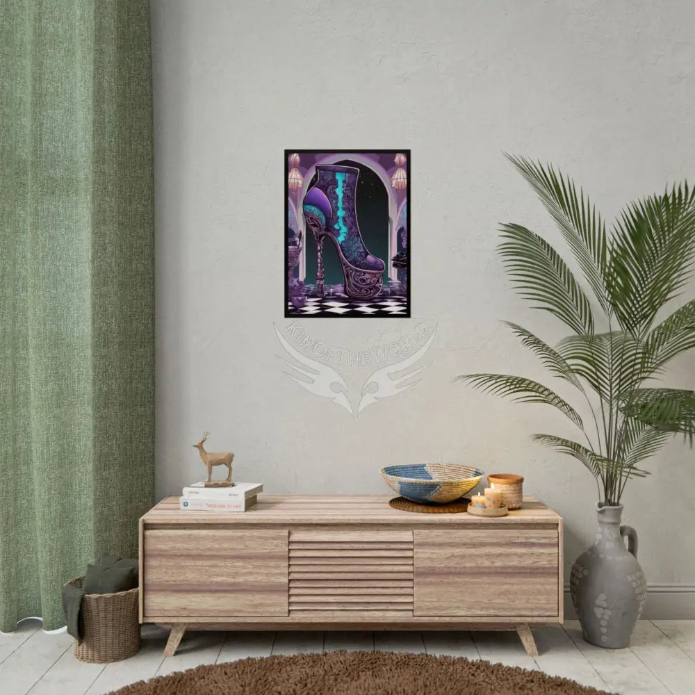 Purple Giant High Heel Shoe - Clean Fetish Boot Feet Shoe High Heel Art Print Poster - Red Poster