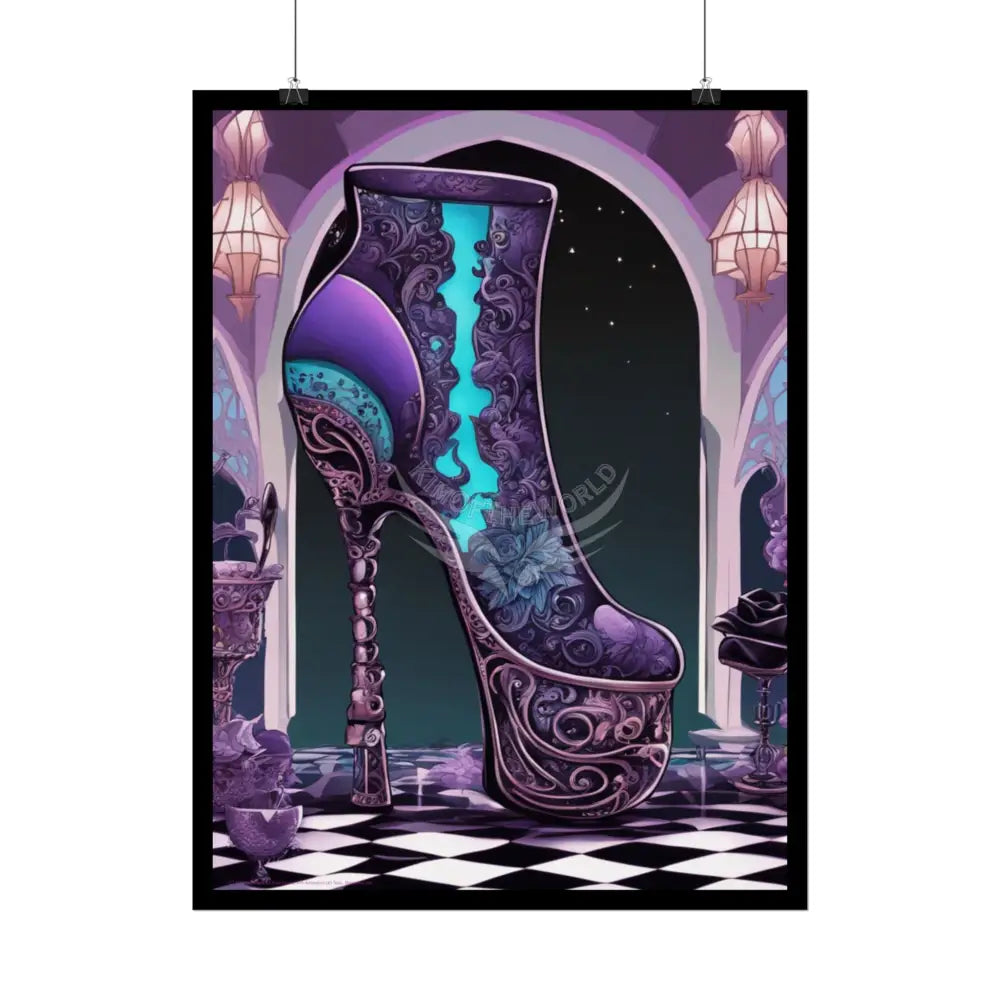 Purple Giant High Heel Shoe - Clean Fetish Boot Feet Shoe High Heel Art Print Poster - Red Poster