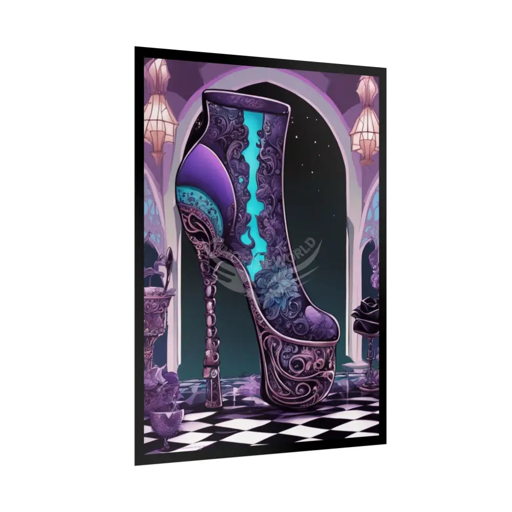 Purple Giant High Heel Shoe - Clean Fetish Boot Feet Shoe High Heel Art Print Poster - Red Poster