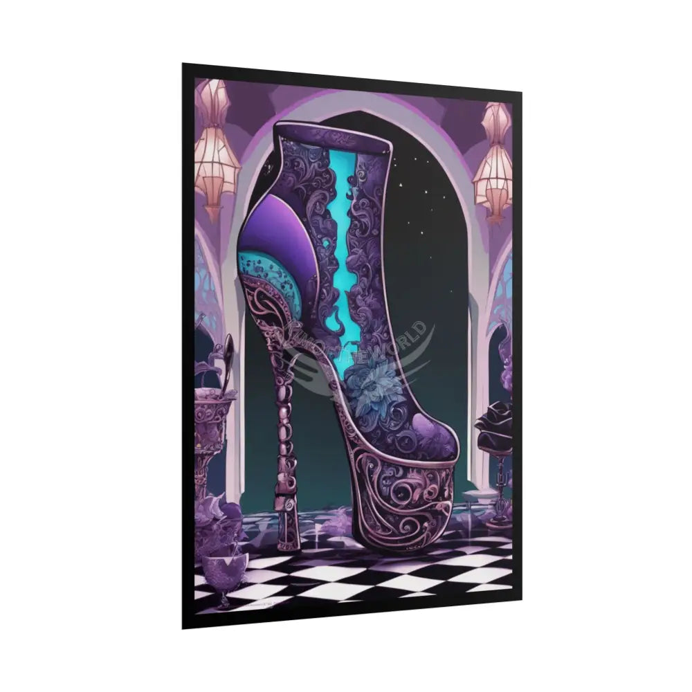 Purple Giant High Heel Shoe - Clean Fetish Boot Feet Shoe High Heel Art Print Poster - Red Poster