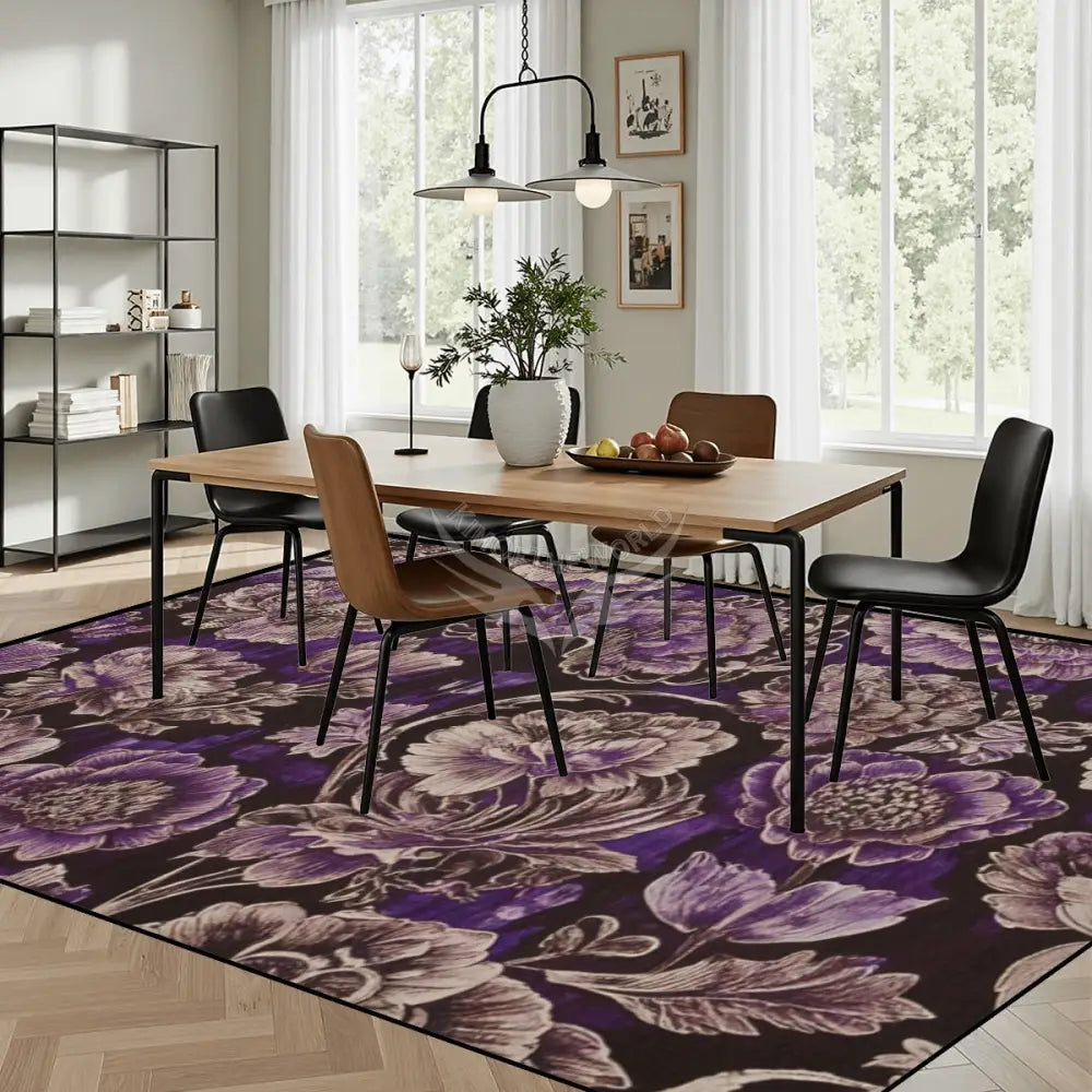 Purple Inverted Floral Tapestry Print - Large Area Rug Floor Carpet - 12ft x 10ft - (Ratio 4:3) 144’’x108’’ Rugs & Mats
