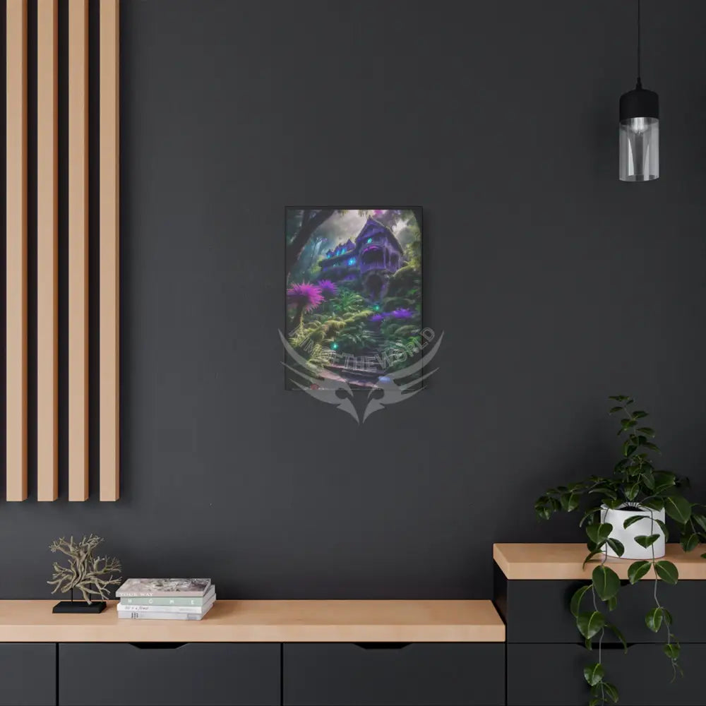 Purple Rainforest House Canvas Wall Art — Matte Stretched 1.25’’ 18″ x 24″ (Vertical) / 1.25’’ Canvas