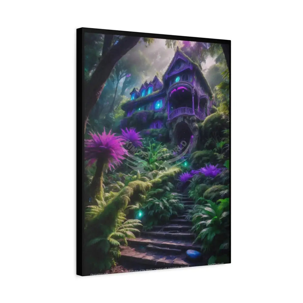 Purple Rainforest House Canvas Wall Art — Matte Stretched 1.25’’ 18″ x 24″ (Vertical) / 1.25’’ Canvas