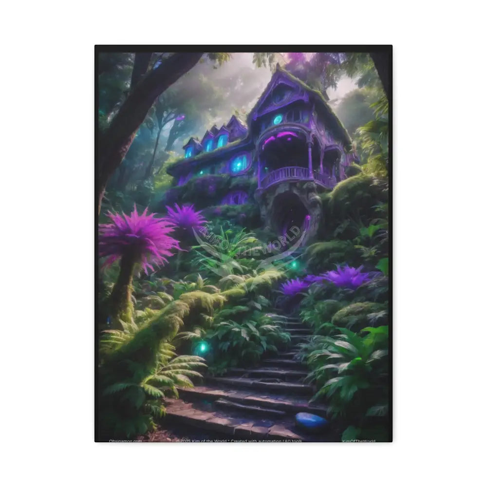 Purple Rainforest House Canvas Wall Art — Matte Stretched 1.25’’ 18″ x 24″ (Vertical) / 1.25’’ Canvas