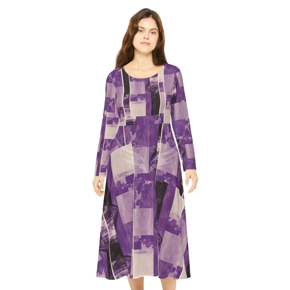 Purple Simple Patch Dance Dress – Women’s Long Sleeve AOP L All Over Prints