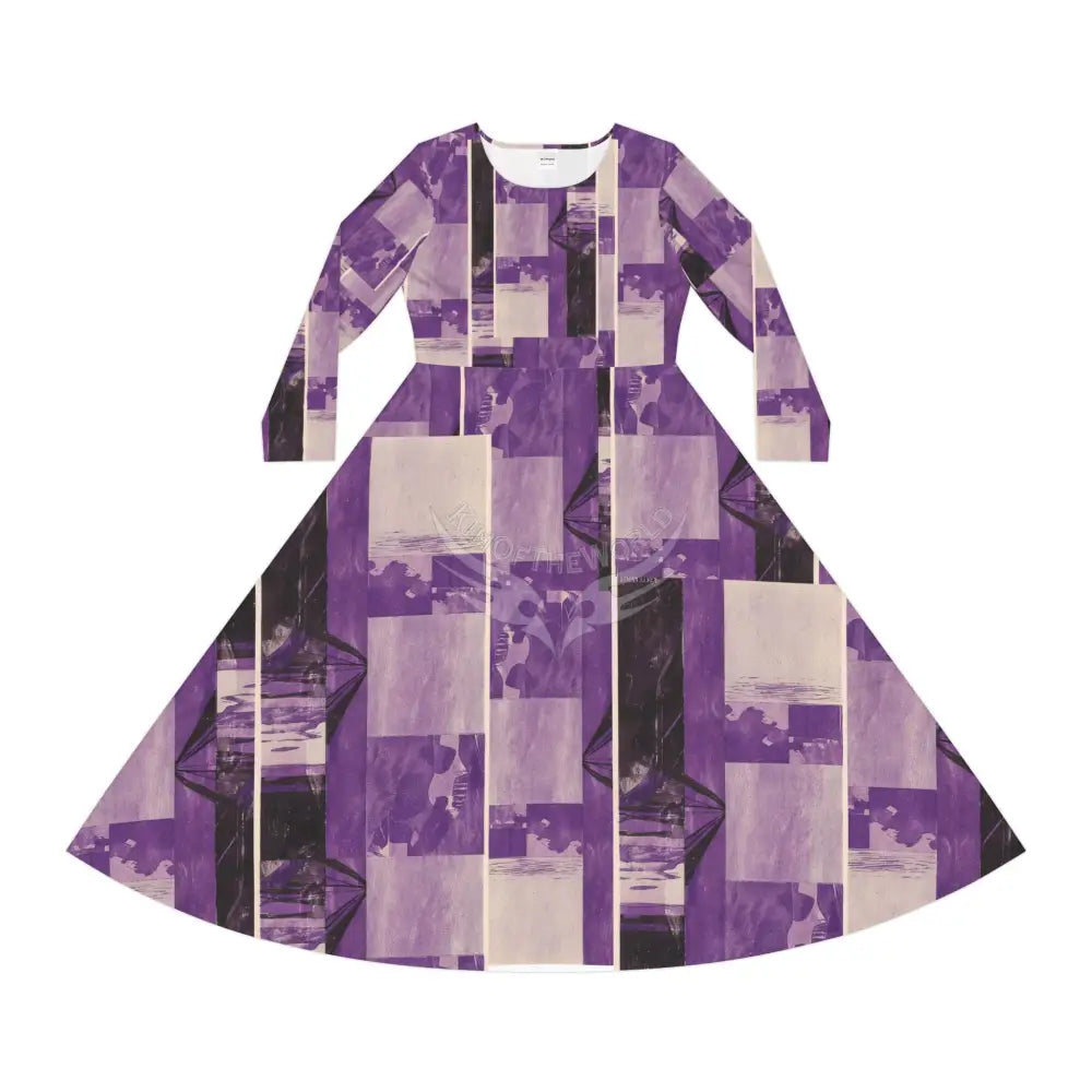 Purple Simple Patch Dance Dress – Women’s Long Sleeve AOP L All Over Prints