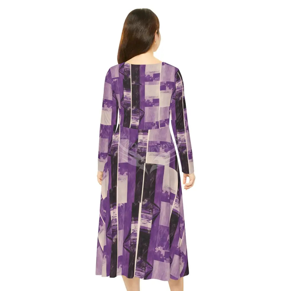 Purple Simple Patch Dance Dress – Women’s Long Sleeve AOP L All Over Prints