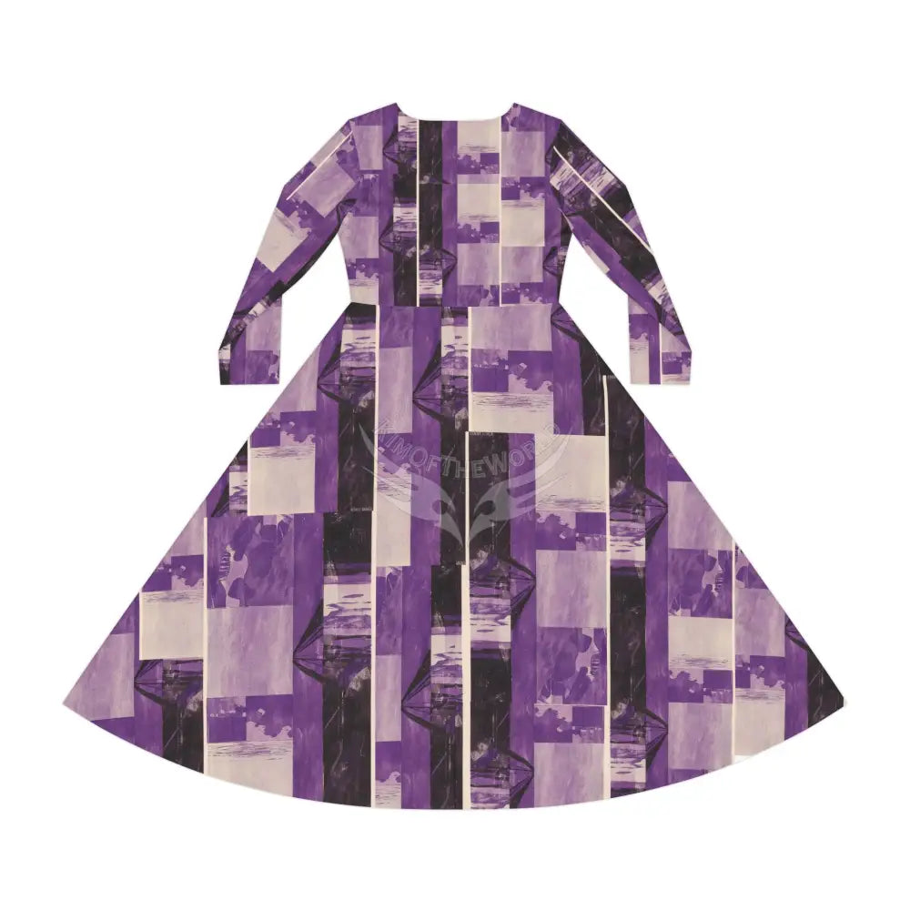Purple Simple Patch Dance Dress – Women’s Long Sleeve AOP L All Over Prints