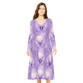 Purple Soft Butterfly Tile Wallpaper Print Dress – Women’s Long Sleeve AOP L All Over Prints