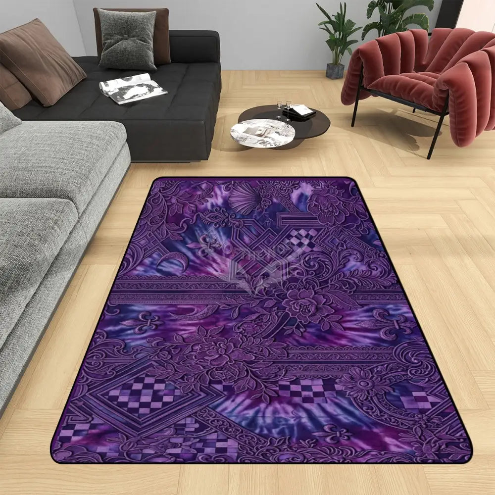 Purple Tie Dye 3D Design Area Rug Floor Carpet 8x5.3 - 96’’x64’’ - Rugs & Mats