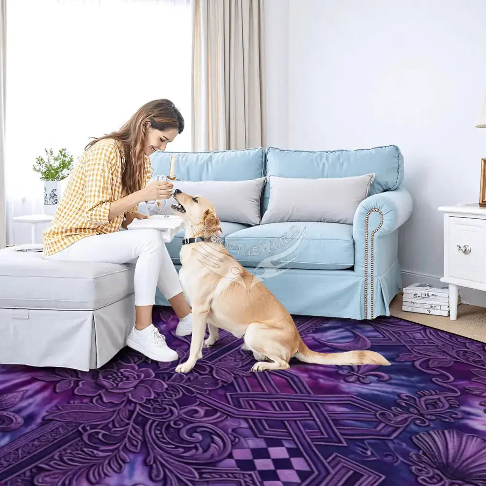 Purple Tie Dye 3D Design Area Rug Floor Carpet 8x5.3 - 96’’x64’’ - Rugs & Mats