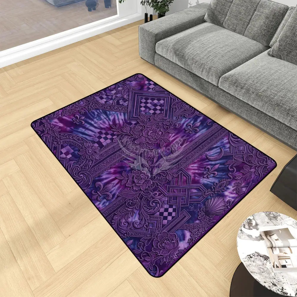 Purple Tie Dye 3D Design Area Rug Floor Carpet 8x5.3 - 96’’x64’’ - Rugs & Mats
