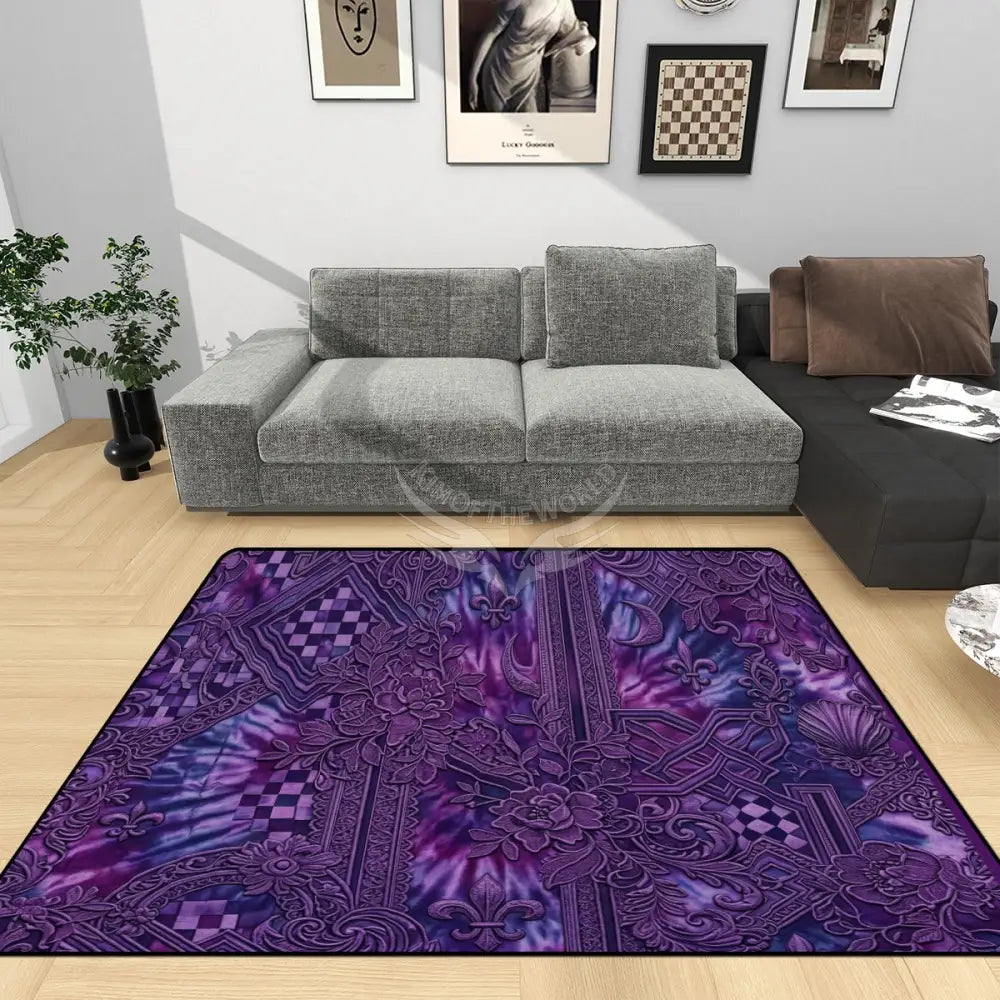 Purple Tie Dye 3D Design Area Rug Floor Carpet 8x5.3 - 96’’x64’’ - Rugs & Mats