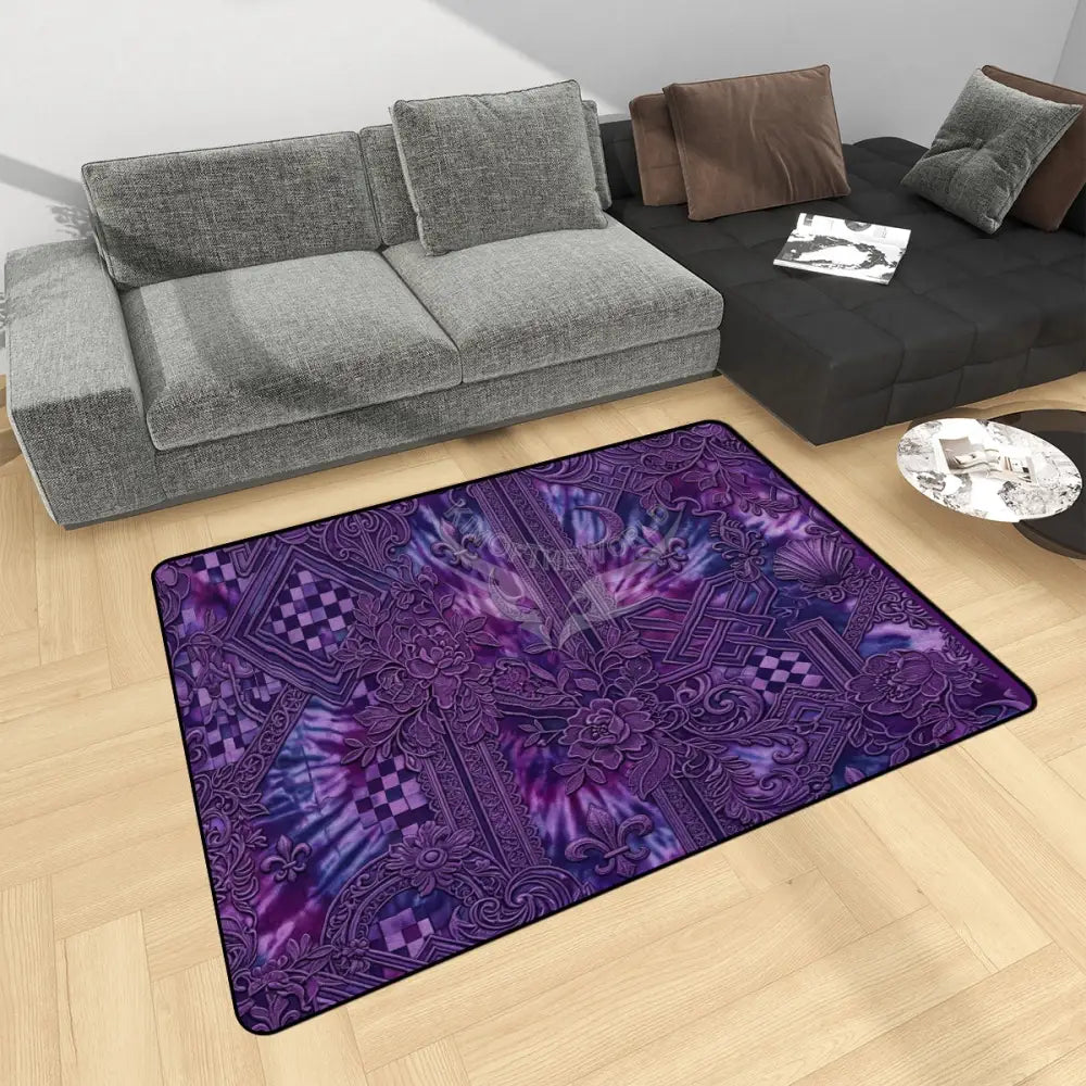 Purple Tie Dye 3D Design Area Rug Floor Carpet 8x5.3 - 96’’x64’’ - Rugs & Mats