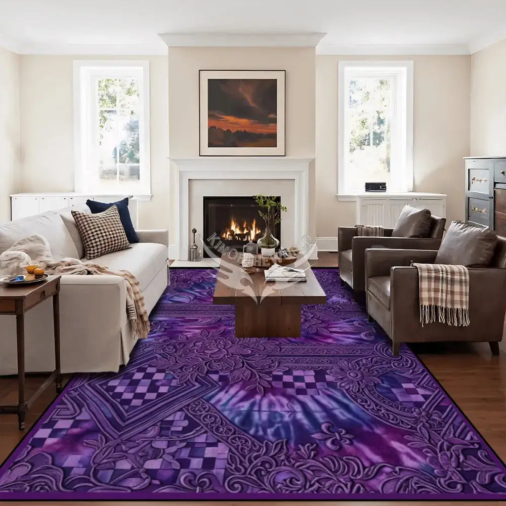 Purple Tie Dye 3D Design Area Rug Floor Carpet 8x5.3 - 96’’x64’’ - Rugs & Mats