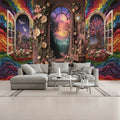 Rainbow Ribbon 3D Floral Wall Unpasted Mural Wallpaper 144’’x100’’ - 144’’x100’’ - Wall Coverings