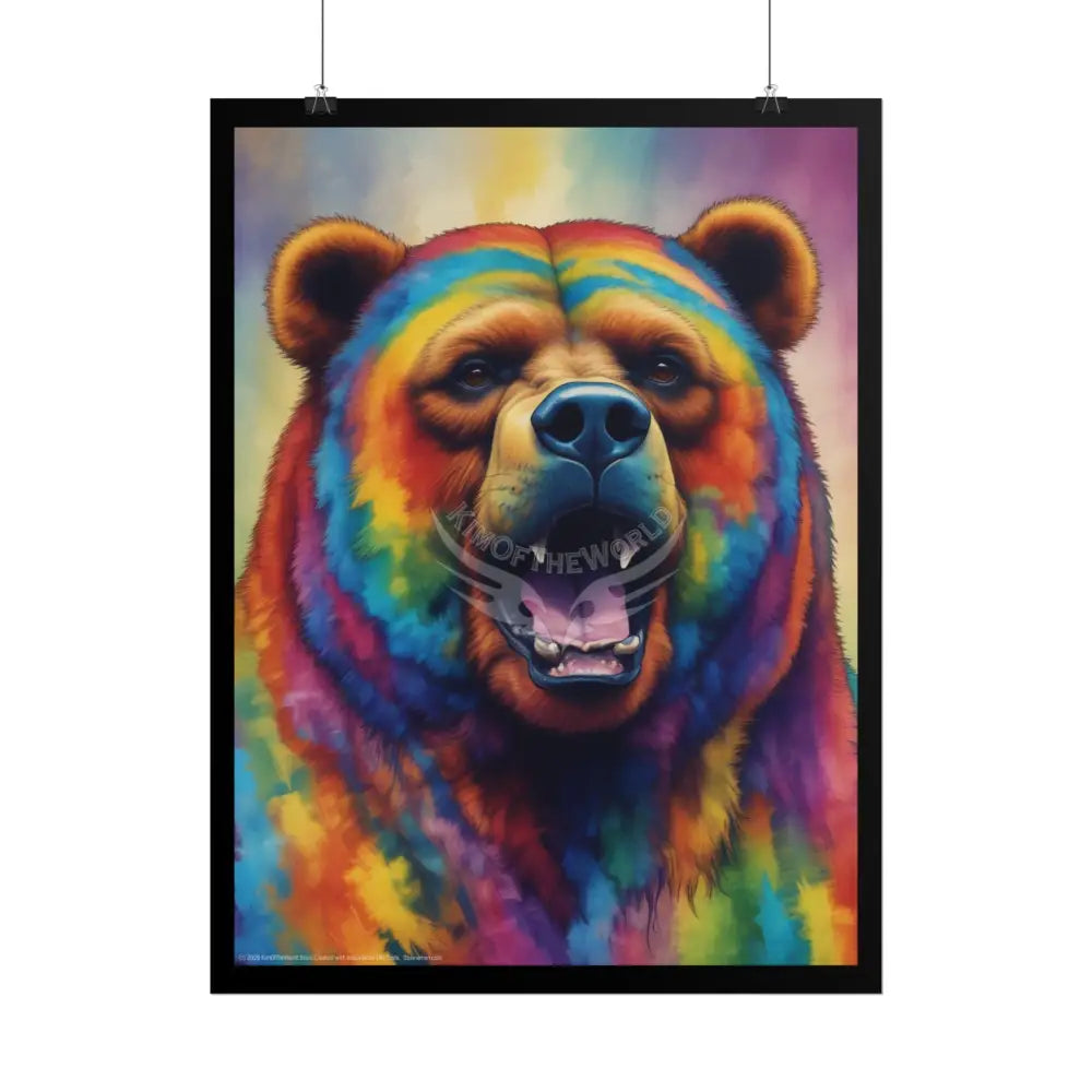 Rainbow Spectrum Grizzley Bear Portrait - Rolled Posters Poster