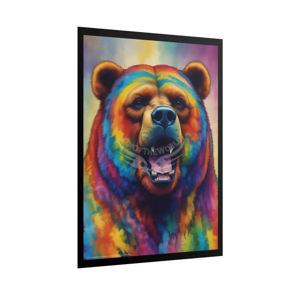 Rainbow Spectrum Grizzley Bear Portrait - Rolled Posters Poster