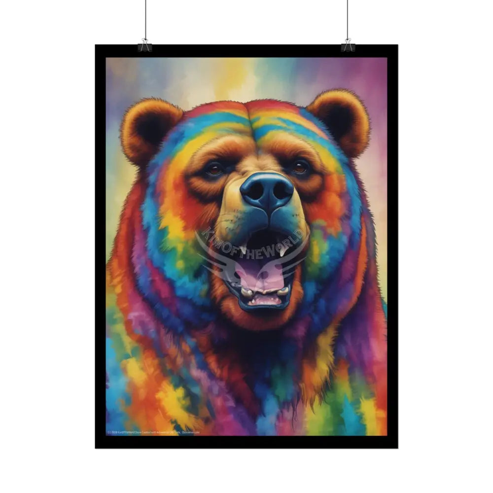 Rainbow Spectrum Grizzley Bear Portrait - Rolled Posters Poster
