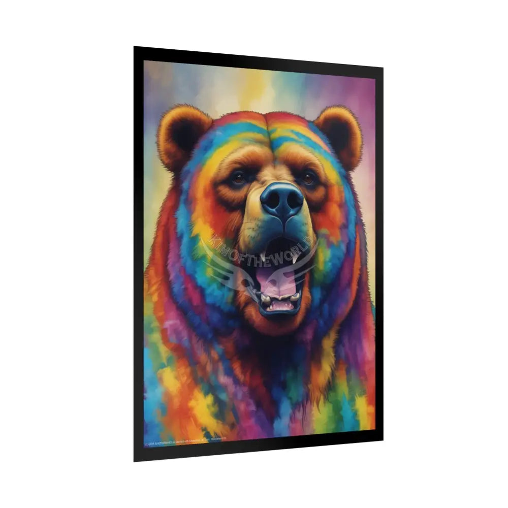 Rainbow Spectrum Grizzley Bear Portrait - Rolled Posters Poster