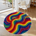 Rainbow Swirl Soft Round Area Rug with White Border - 23.6’’x23.6’’ - Rugs & Mats