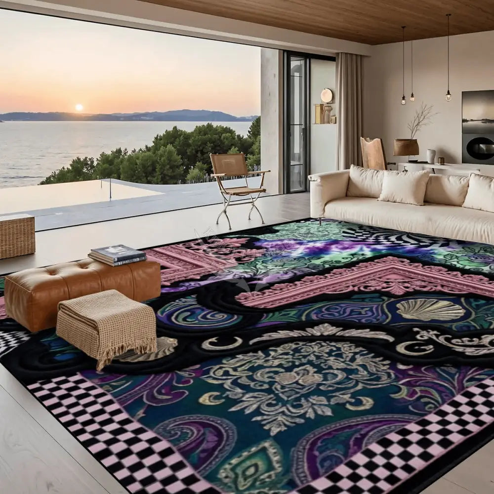 Random Print and Patchwork Multi Pattern Large Area Rug Floor Carpet 10 ft x 8 ft 120’’x96’’ Rugs & Mats