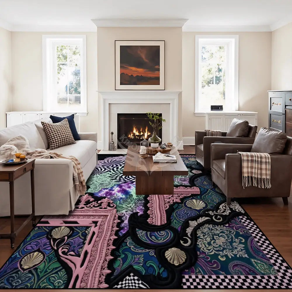Random Print and Patchwork Multi Pattern Large Area Rug Floor Carpet 10 ft x 8 ft 120’’x96’’ Rugs & Mats