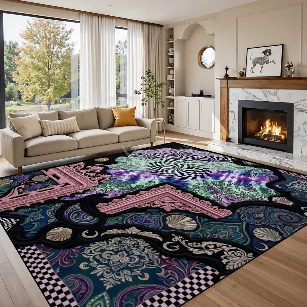 Random Print and Patchwork Multi Pattern Large Area Rug Floor Carpet 10 ft x 8 ft 120’’x96’’ Rugs & Mats