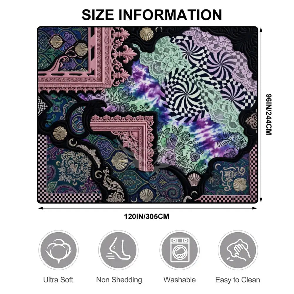 Random Print and Patchwork Multi Pattern Large Area Rug Floor Carpet 10 ft x 8 ft 120’’x96’’ Rugs & Mats