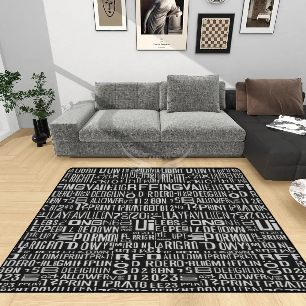 Random Text Print Gothic Area Rug Floor Carpet 8x5.3 - 96’’x64’’ - Rugs & Mats