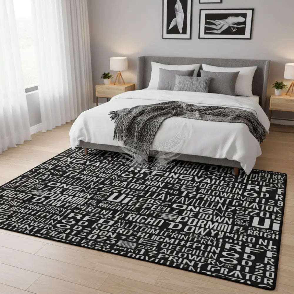 Random Text Print Gothic Area Rug Floor Carpet 8x5.3 - 96’’x64’’ - Rugs & Mats