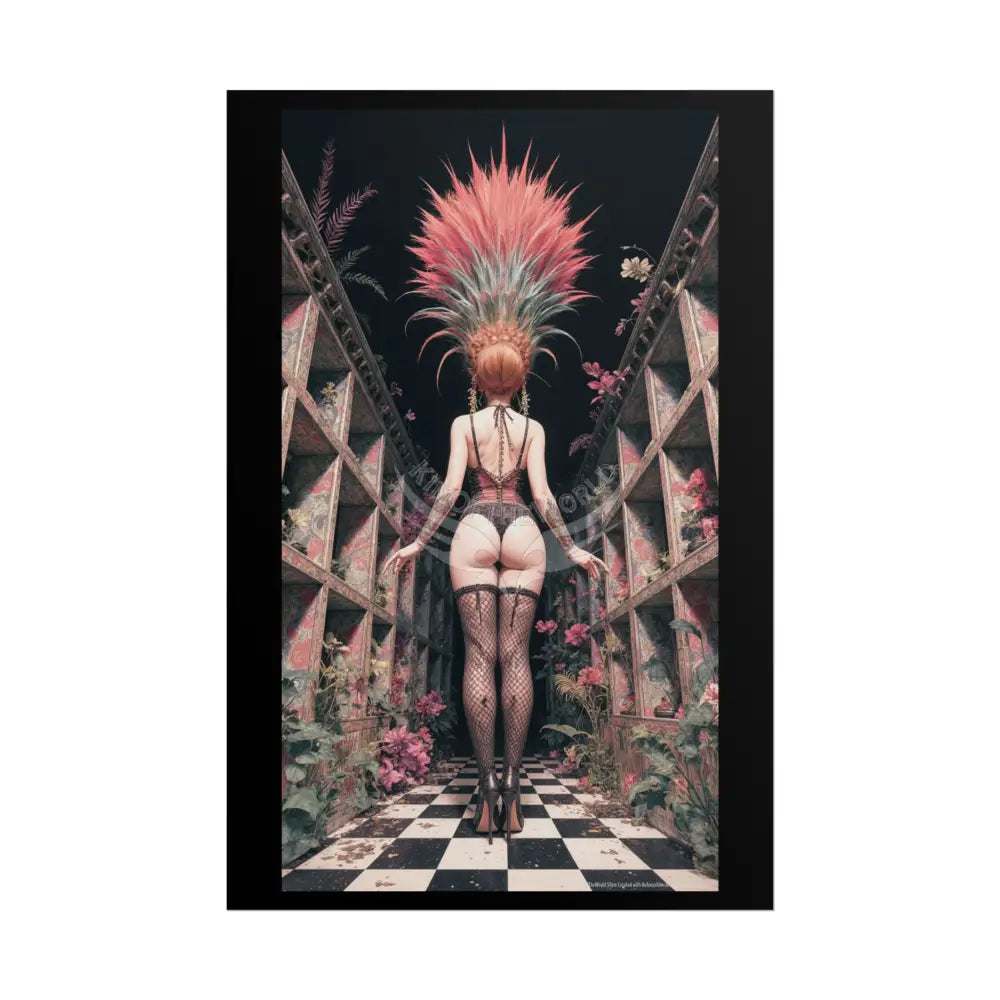 ’Rear View’ Funky Hairstyle Sexy Woman Art Print - Fantasy Girls Poster 24’’ x 36’’ (Vertical) / Matte Poster