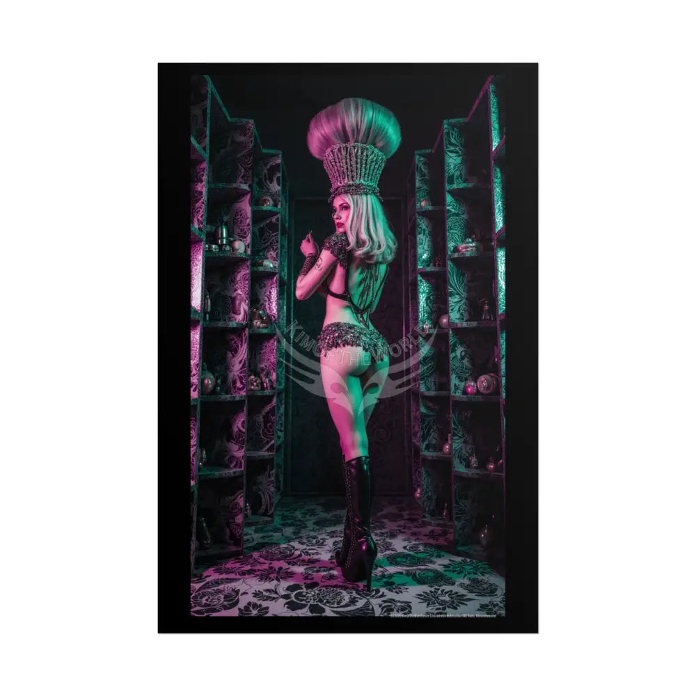 ’Rear View’ Funky Hairstyle Sexy Woman Art Print - Fantasy Girls Poster 24’’ x 36’’ (Vertical) / Matte Poster