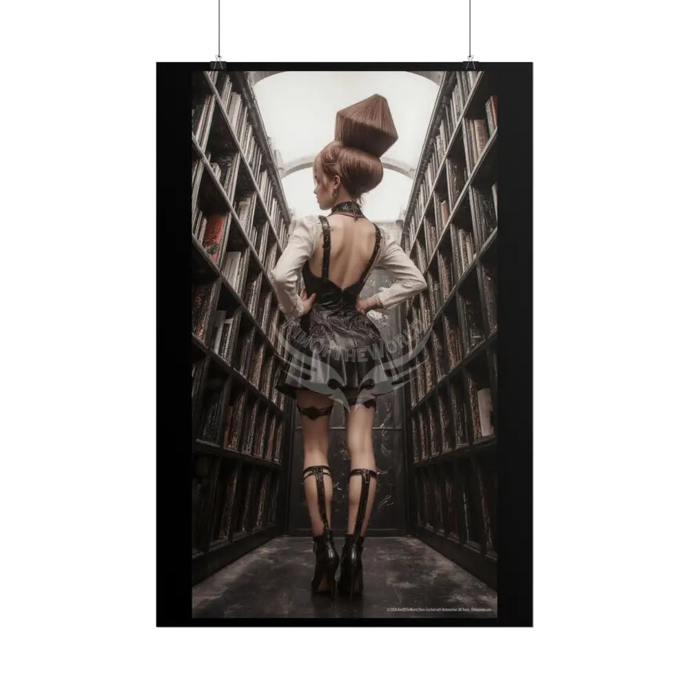 ’Rear View’ Funky Hairstyle Sexy Woman on Car Art Print - Fantasy Girls Poster Poster