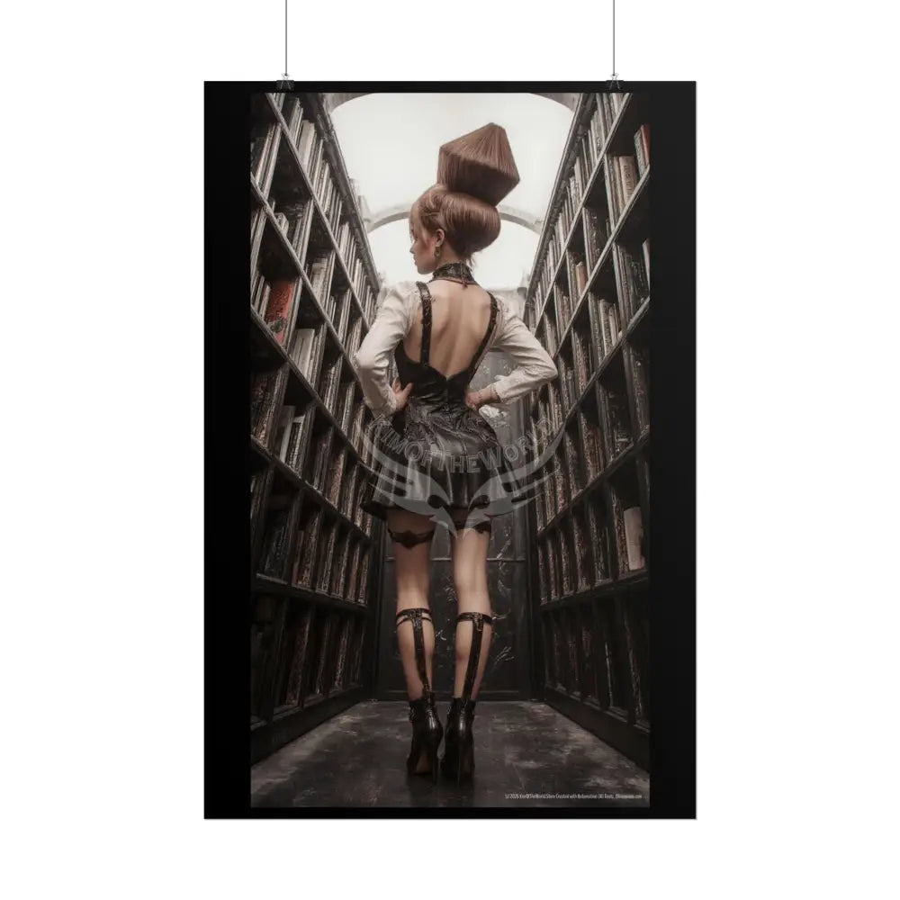 ’Rear View’ Funky Hairstyle Sexy Woman on Car Art Print - Fantasy Girls Poster Poster