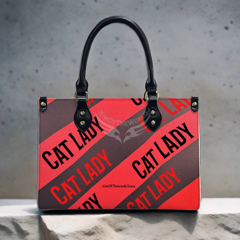 Red and Black Cat Lady Print Tote Bag for Women Handbag