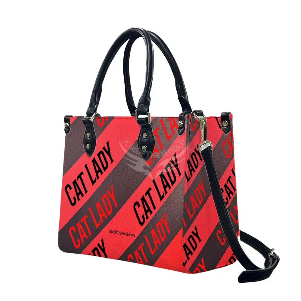 Red and Black Cat Lady Print Tote Bag for Women Handbag