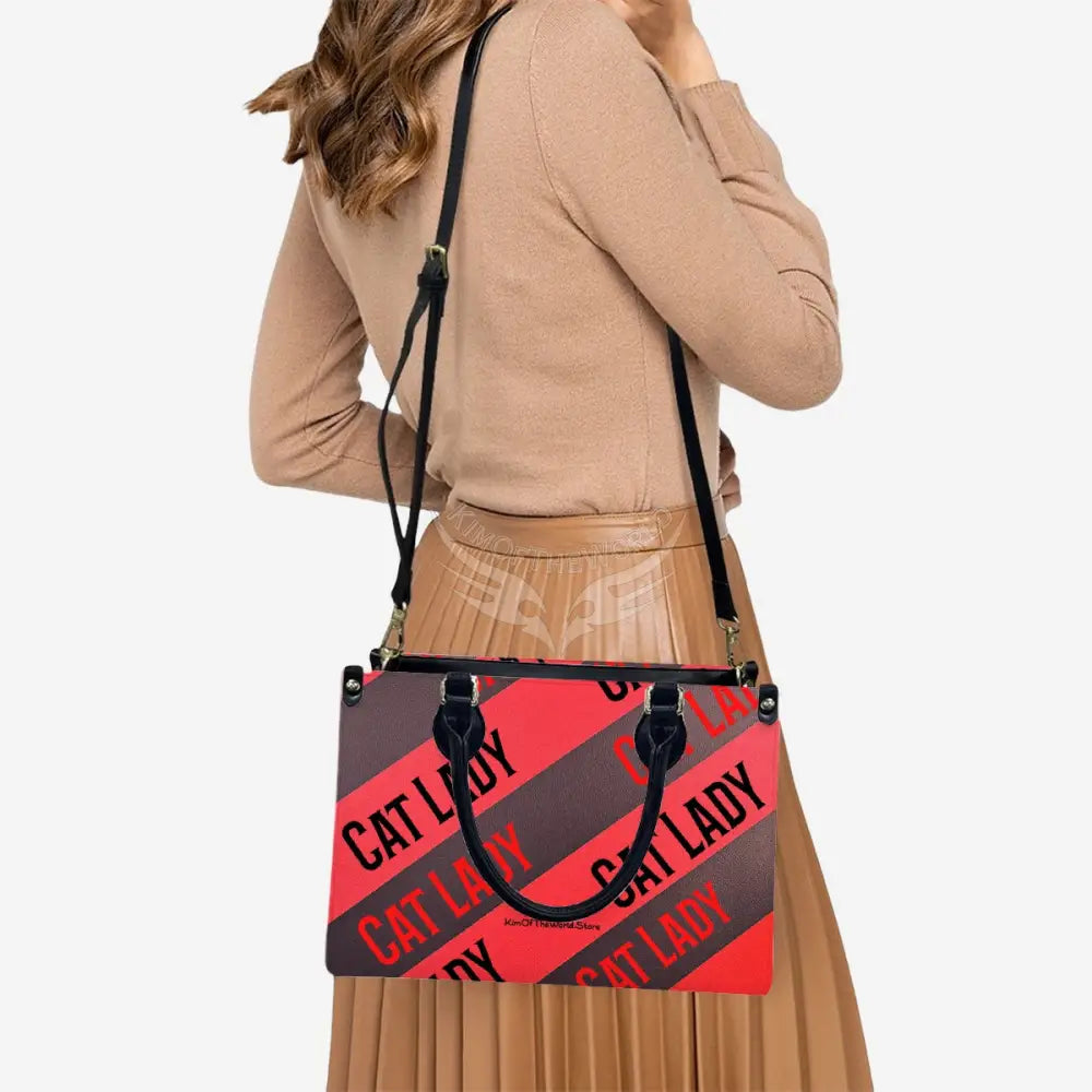 Red and Black Cat Lady Print Tote Bag for Women Handbag