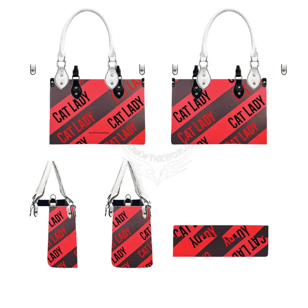 Red and Black Cat Lady Print Tote Bag for Women Handbag
