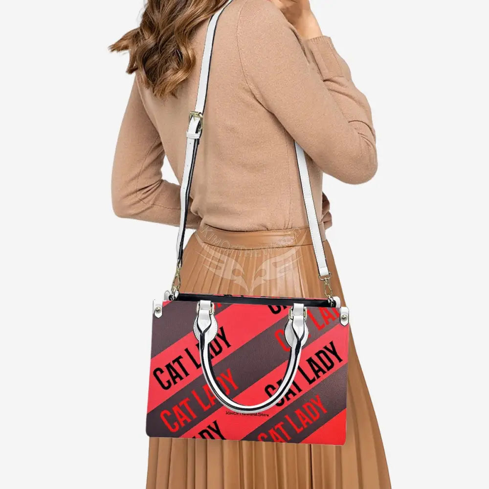 Red and Black Cat Lady Print Tote Bag for Women Handbag