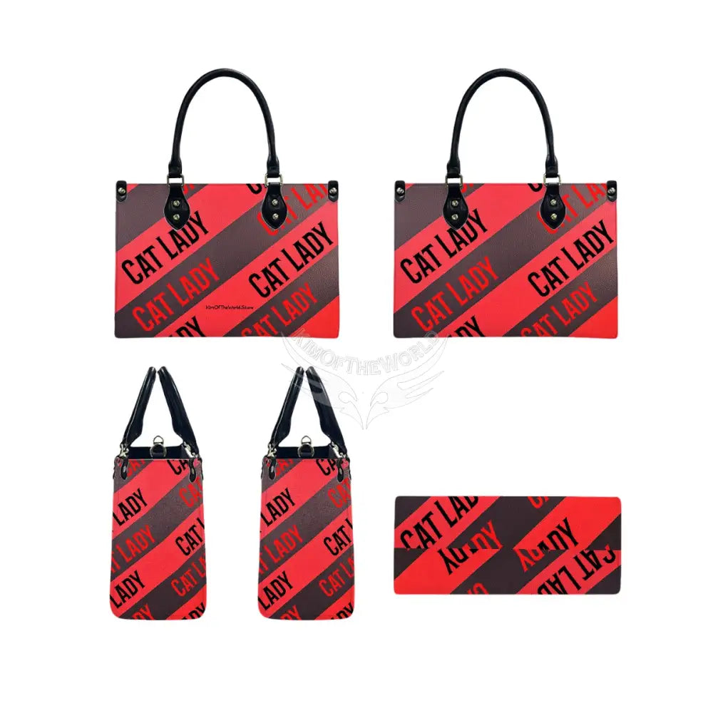 Red and Black Cat Lady Print Tote Bag for Women Handbag